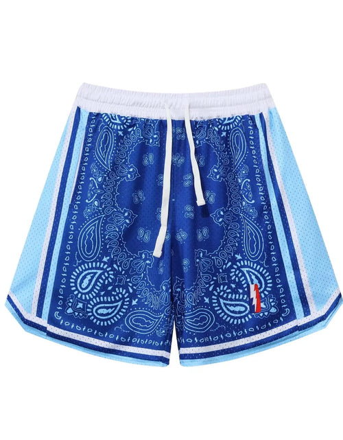 Load image into Gallery viewer, BOOMLEMON Mens Basketball Shorts Workout Athletic Paisley Shorts Mesh Print Running Short Pants(Blue S)
