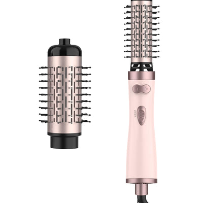 ANWA Rotating Hair Dryer Brush 4-in-1 Hot Air Styler and Rotating Brush Rotating Blow Dryer Brush with 2 Detachable Brushes(1.5"& 2") Pink