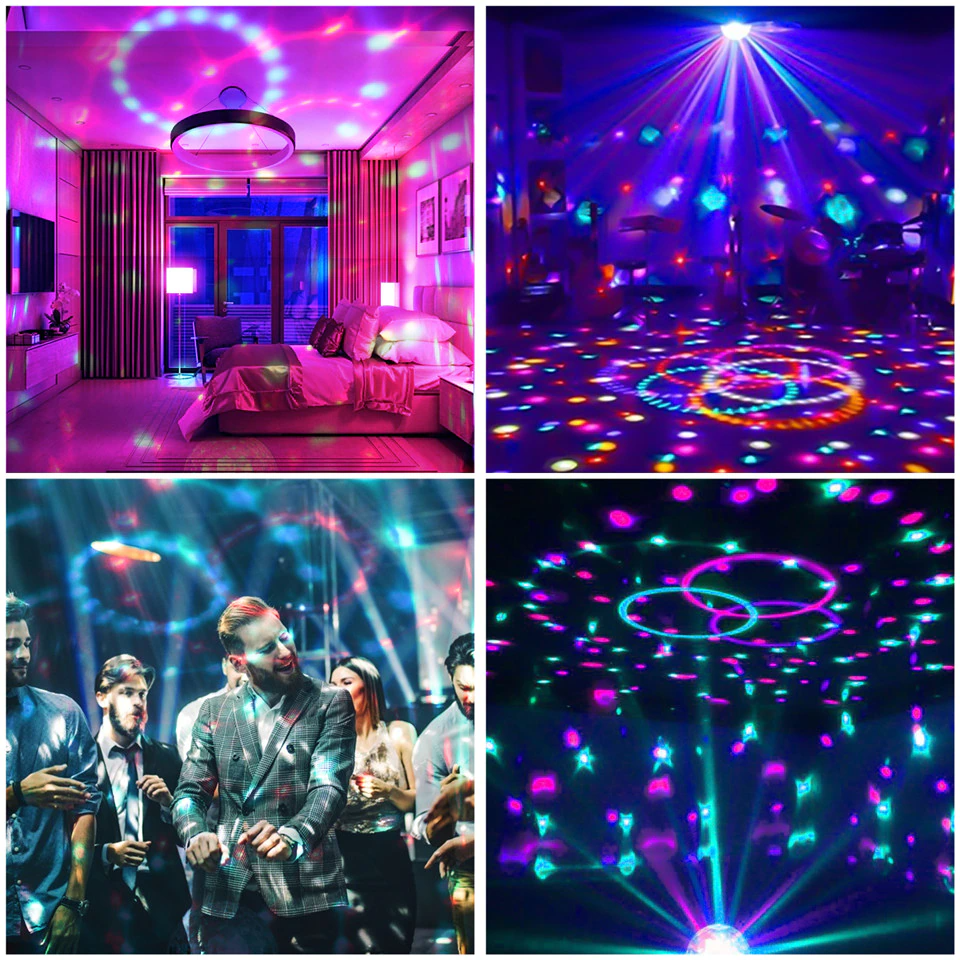 Luces de discoteca, estroboscópicas, LED, bola de DJ, bombilla activada por sonido, lámpara de decoración para baile