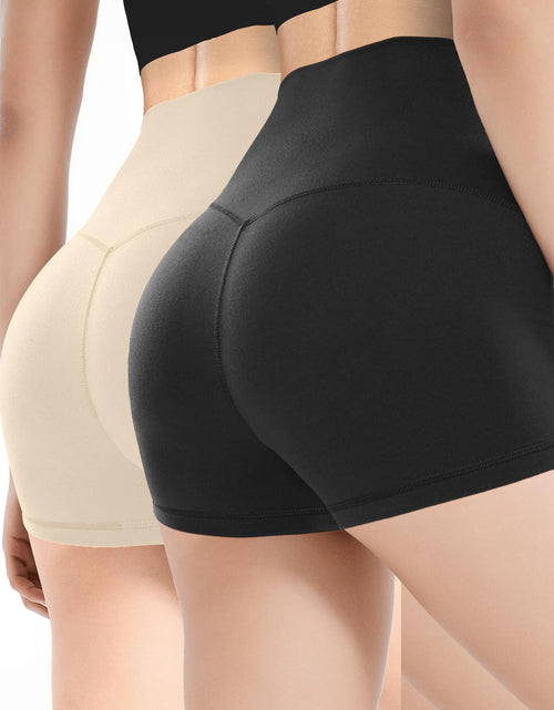 Load image into Gallery viewer, Spandex Shorts for Women High Waisted 2.5" Slip Shorts for Women Under Dress Yoga Booty Workout Biker Home Lounge Wear Shorts Cheerleader Dance Volleyball for Skirt Safety Shorts 2 Pack Black Beige
