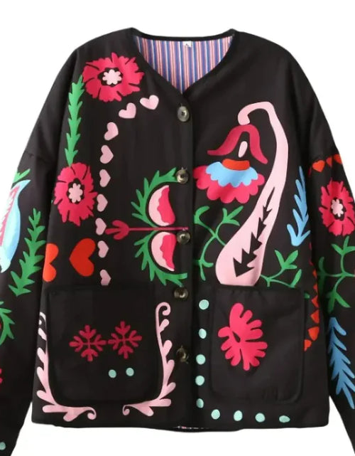Load image into Gallery viewer, Printed Pocket Cotton Jacket Women
