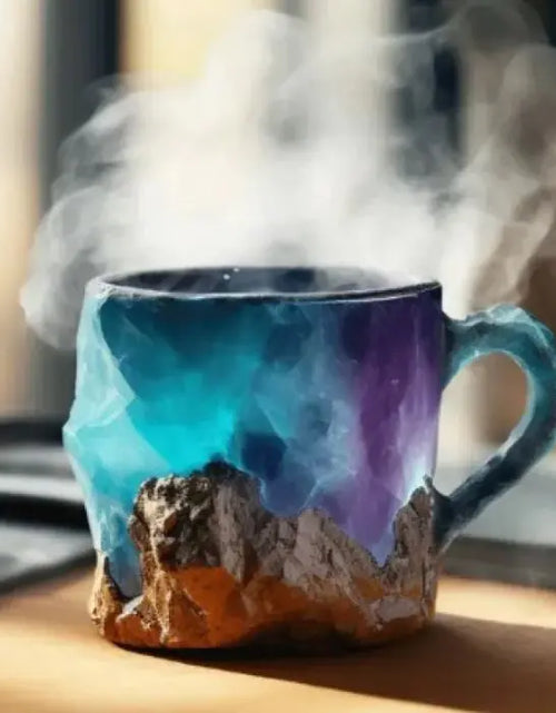 Charger l'image dans la visionneuse de galerie, Tasses à café en résine 400 ml avec poignées en forme de cristal minéral, élégantes tasses imitation cristal minéral pour la maison, le bureau, cadeau de Noël, gadgets de cuisine
