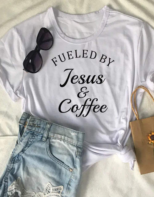 Load image into Gallery viewer, Jesus Coffee Graphic Tee - Trendy Short Sleeve Shirt
