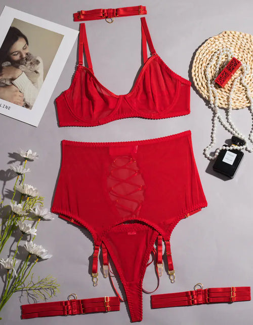 Load image into Gallery viewer, Sheer Mesh Thong Lingerie Set - Sexy Multi-Piece
