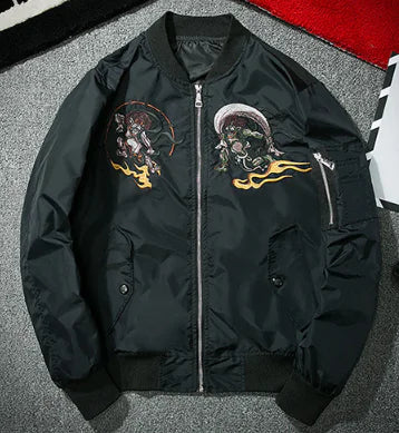 Chaqueta de piloto bordada y chaqueta de béisbol combinadas