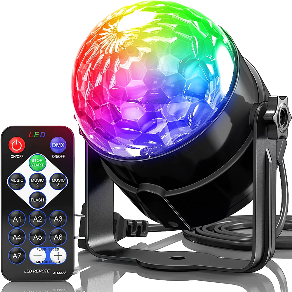 Luces de discoteca, estroboscópicas, LED, bola de DJ, bombilla activada por sonido, lámpara de decoración para baile