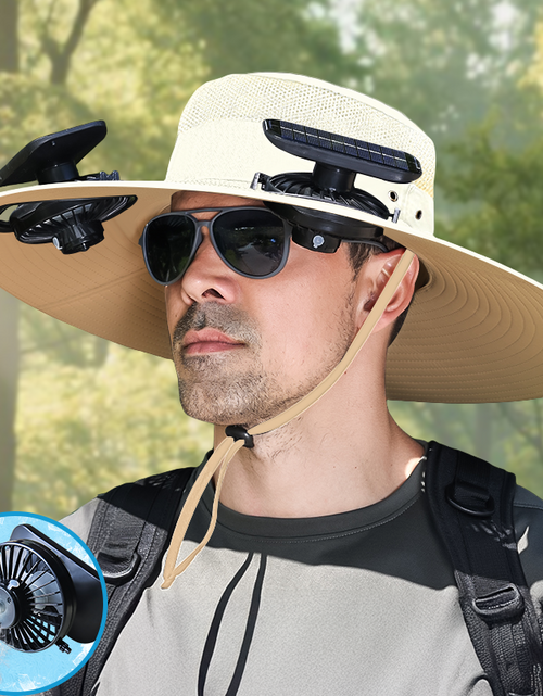 Cargar imagen en el visor de la galería, Gorra con ventilador solar UPF50+, gorra con ventilador solar y carga USB - Gorra solar refrescante, sombrero de pescador, pesca al aire libre, ocio al aire libre, camping, senderismo, trabajo al aire libre, ocio al aire libre
