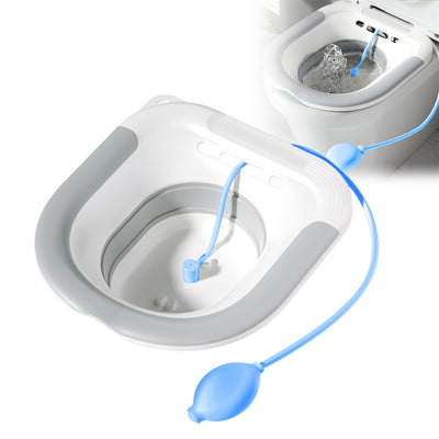 Sitz Bath Foldable Sitz Bath Basin for Toilet Seat Sitz Bidet with Flusher Hose Sitz Bath Bowel for Hemorrhoids Postpartum Care Recovery