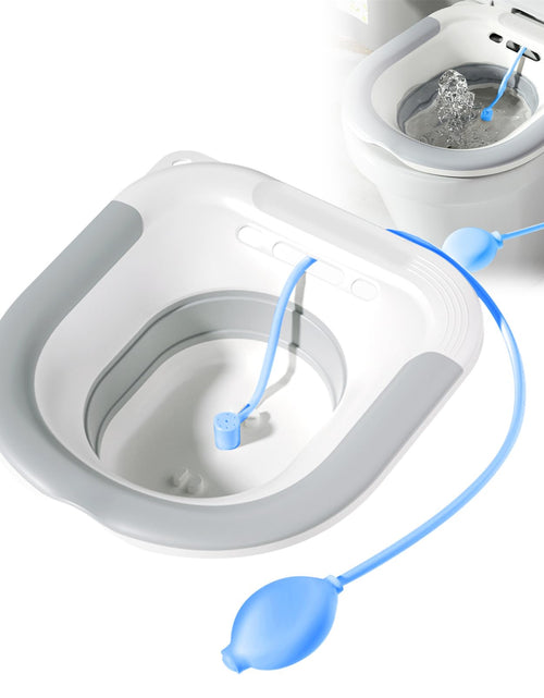 Load image into Gallery viewer, Sitz Bath Foldable Sitz Bath Basin for Toilet Seat Sitz Bidet with Flusher Hose Sitz Bath Bowel for Hemorrhoids Postpartum Care Recovery
