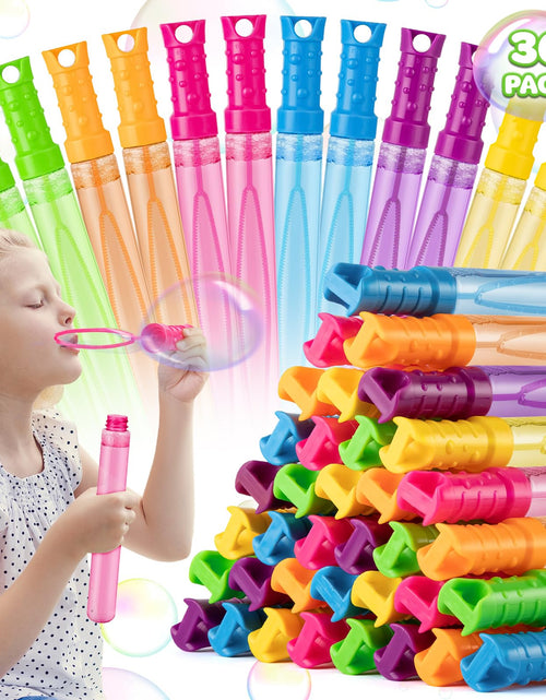 Load image into Gallery viewer, 36 Pack Big Bubble Wands Bulk in 6 Colors Bulk Party Favors for Kids Ideal Goodies Bags Stuffers Summer Easter Halloween Valentine School Classroom Prizes for Boys &amp; Girls
