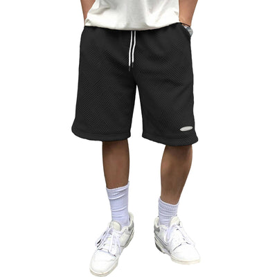 HOTake Mens Shorts Casual Beach Shorts for Men Geometric Texture Shorts Mens Golf Shorts Small Black