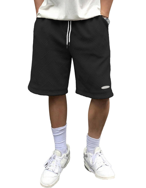 Load image into Gallery viewer, HOTake Mens Shorts Casual Beach Shorts for Men Geometric Texture Shorts Mens Golf Shorts Small Black
