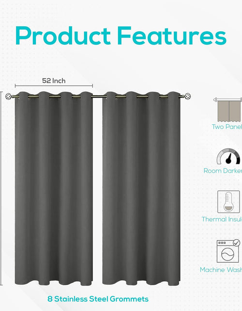 Cargar imagen en el visor de la galería, Blackout Curtains for Bedroom Pack of 2 Window Hanging Panels 52 x 84 inch Grey
