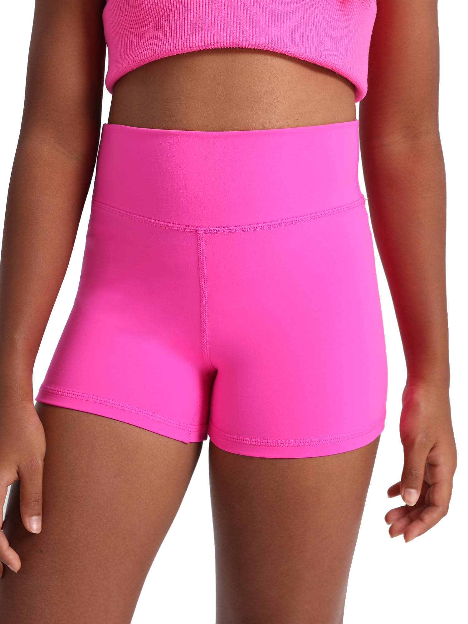 MCEDAR Girls Biker Shorts High Waisted Yoga Athletic Volleyball Shorts Soft Dance Shorts 031-Hot Pink-CM