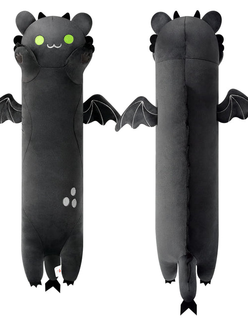 Cargar imagen en el visor de la galería, PEACH CAT Long Dragon Cat Plush Pillow Cute Dragon Cat Stuffed Animal for Boys and Girls Black 19.6"
