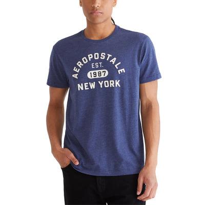 AEROPOSTALE Mens Arch Logo Short Sleeve Tee Blue Depths 3X-Large