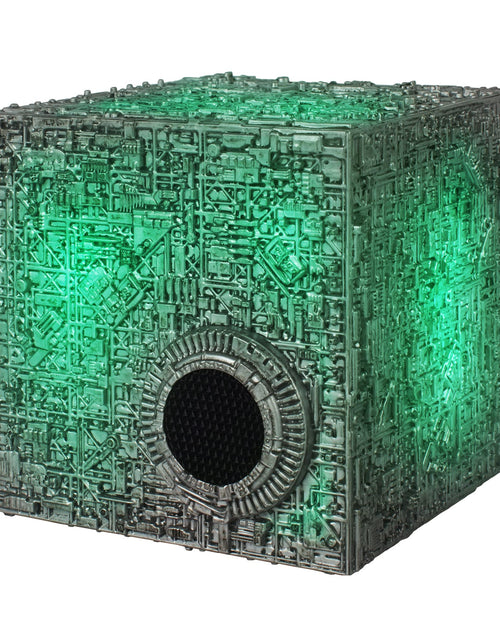 Load image into Gallery viewer, FAMETEK Star Trek Borg Cube Bluetooth Speaker with Green Illumination Sound Effects &amp; Borg Quotes – Memorabilia Gifts Gadgets Collectibles for Star Trek Fans
