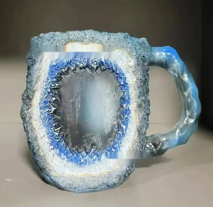 Tasses à café en résine 400 ml avec poignées en forme de cristal minéral, élégantes tasses imitation cristal minéral pour la maison, le bureau, cadeau de Noël, gadgets de cuisine