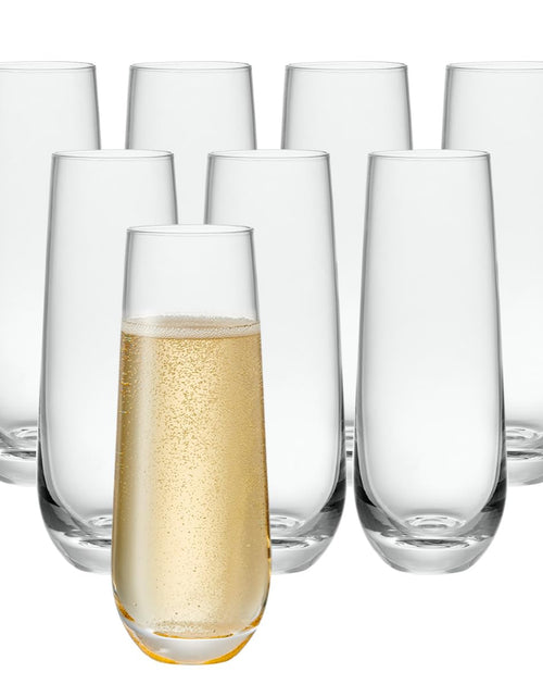Load image into Gallery viewer, GLING [9.4 oz. Stemless Champagne Glasses Set of 8 Flute Crystal Glass Cups Cocktail Glass Set - Great for Parties Weddings and All Occasions
