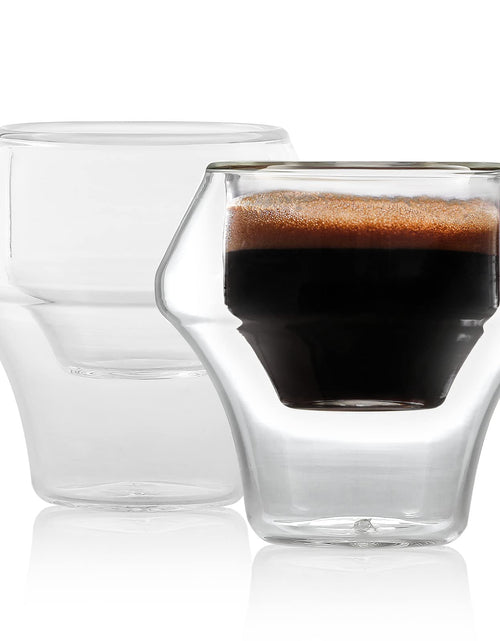 Load image into Gallery viewer, MHW-3BOMBER Espresso Cups Double Wall Glass Coffee Mugs Set of 2 Shot Glass Insulated Coffee Tea Mug Home Barista Coffee Accessories G6202-OS
