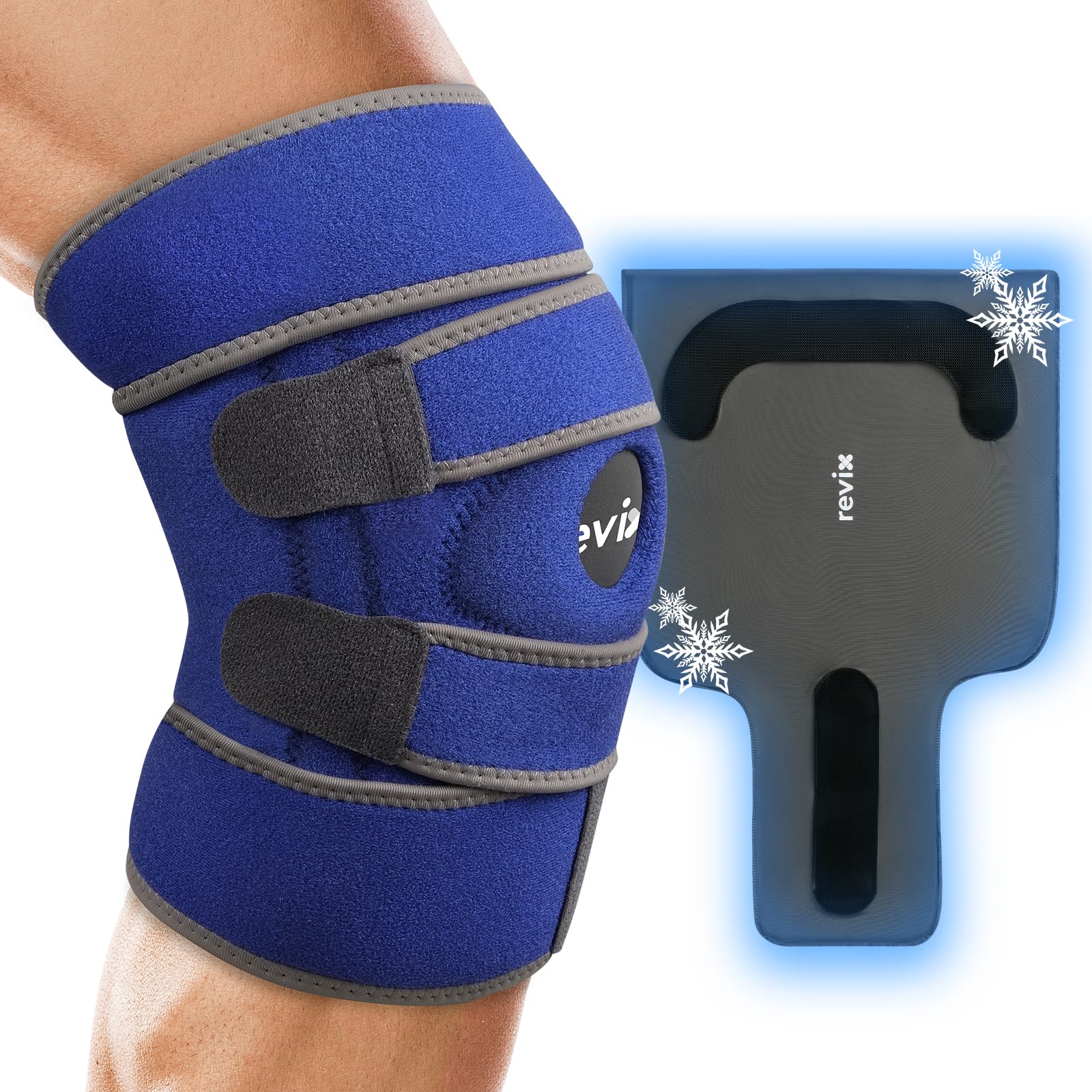 REVIX Knee Ice Pack Wrap Compression Knee Brace with Upgraded Innovative Soft Pliable Gel Pack Hot and Cold Therapy for Joint Discomfort Post-workout Recovery
