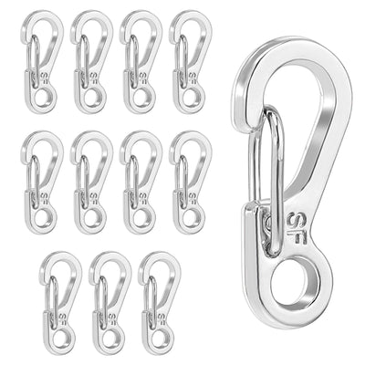 Molain 12 Pcs Small Mini Carabiner Clip Tiny Spring Snap Hook Keychains Micro Carabiners for Alloy Key Rings Outdoor Hiking Fishing Camping Backpack Accessories(Silver)