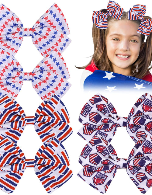 Load image into Gallery viewer, 6 Pcs 4th of July American Flag Hair Bows for GirlsFourth of July Independence Day Hair Accessories Patriotic Hair Bows Clips for Girls Toddler Children (Flag b)
