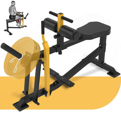 Máquina de Elevación de Talones para Gimnasio en Casa: Máquina para Pantorrillas, Máquina de Elevación de Pantorrillas Sentado Ajustable, Máquina de Ejercicio para Piernas, Equipo de Ejercicio con Carga de Discos, Amarillo