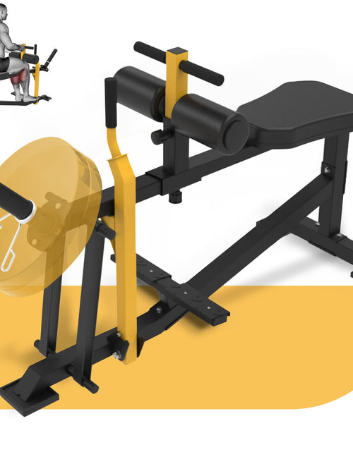 Cargar imagen en el visor de la galería, Máquina de Elevación de Talones para Gimnasio en Casa: Máquina para Pantorrillas, Máquina de Elevación de Pantorrillas Sentado Ajustable, Máquina de Ejercicio para Piernas, Equipo de Ejercicio con Carga de Discos, Amarillo
