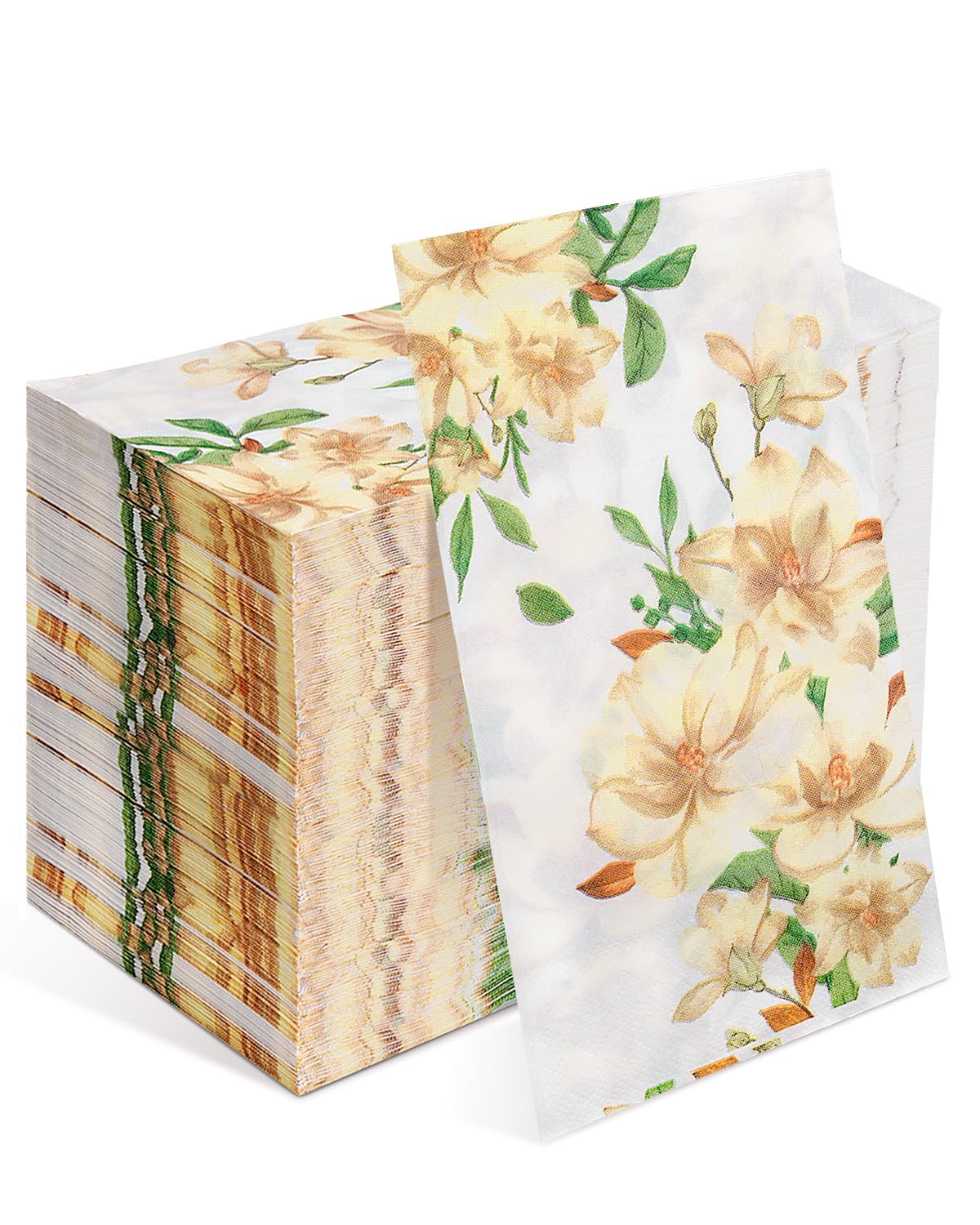 Napkins Disposable 210 Pcs Guest Towels Disposable Bathroom Bulk 13x15.75 Inches 2-Ply White Floral Dinner Napkins Decorate Party Anniversary Engagement