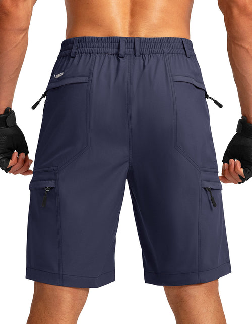 Load image into Gallery viewer, Viodia Mens Hiking Cargo Shorts with 6 Pockets Quick Dry Lightweight Stretch Shorts for Men Outdoor Fishing Golf Shorts Grey Blue M
