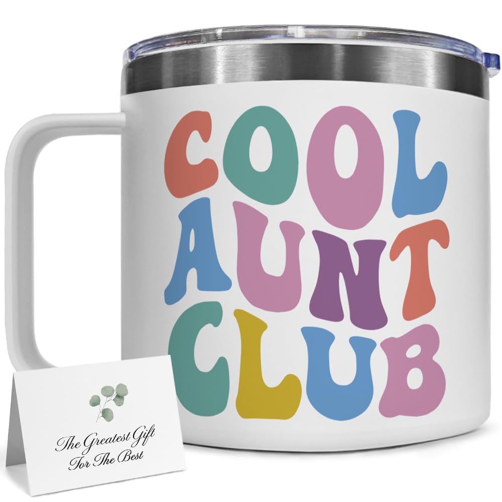 Funny Aunt Mug Gifts for Aunt from Niece Nephew Cool Aunt Tumbler Gifts for New Aunt Auntie Sister Aunt Birthday Gift Cool Aunt Club Tumbler 14oz Promoted to Aunt Mug Best Aunt Ever Mug-314