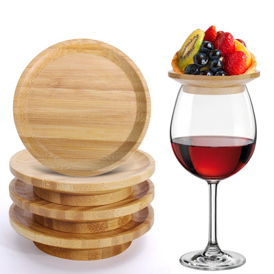 AIERSA 12Pcs Wine Glass Charcuterie Topper Suitable for 2.16" to 3.6" in Diameter Charcuterie Wine Glass Topper Appetizer Plates Bamboo Charcuterie Board Topper Mini Cheese Board Wine Glass Topper