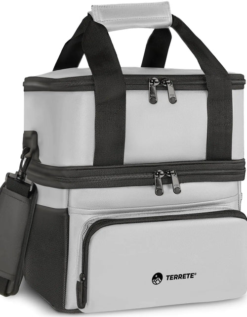 Load image into Gallery viewer, Terrete Lunch Bag Lunch Box for Men Double Deck Insulated Lunch Bag Women Leakproof Lunch Cooler Bag for Men Work (Grey 15L)
