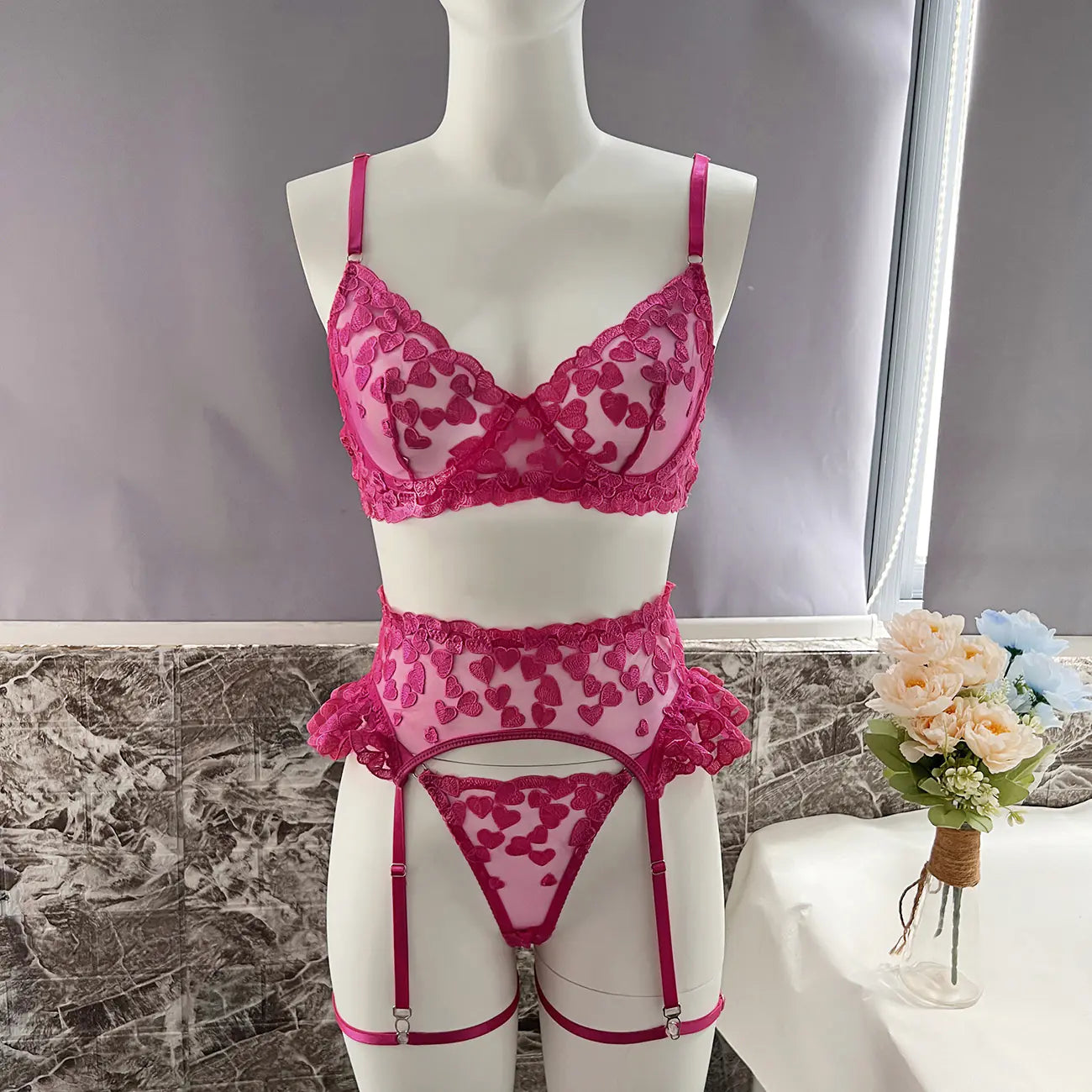 Ensemble de lingerie brodé DIER Love Heart