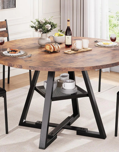 Load image into Gallery viewer, Round Dining Table for 4 Kitchen Table Dining Table Circle Table Round Pedestal Dining Table Dining Room Table Dinner TableSpace Saving Wood Kitchen &amp; Dining Room Tables 47In Rustic Brown
