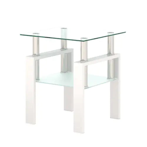 Load image into Gallery viewer, 1-Piece Modern Tempered Glass Tea Table Coffee Table End Table, Square Table For Living Room, Transparent White
