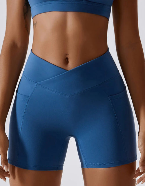 Load image into Gallery viewer, Women&#39;s Cross Waist Running Fitness Shorts

