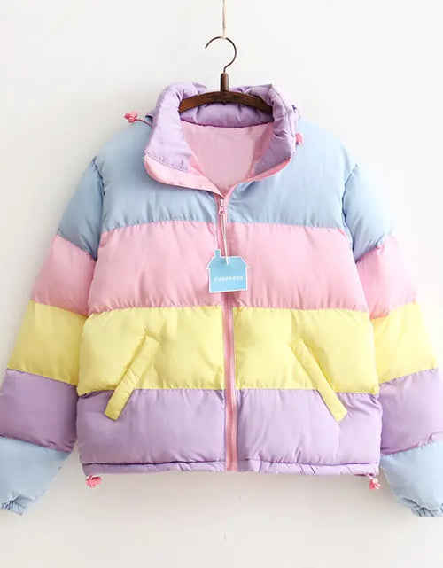 Load image into Gallery viewer, Rainbow Loose Thick Cotton Jacket (Bread Jacket)
