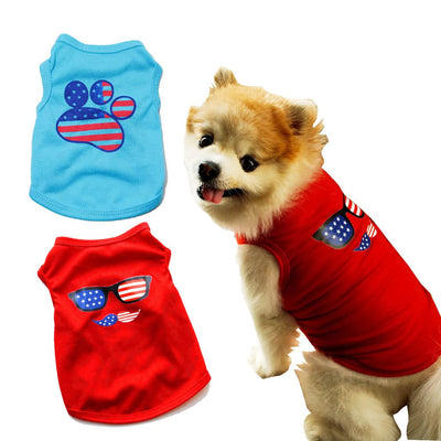 Pack of 2 Happy 4th of July Dog ShirtMemorial Day Dog Outfit Puppy Shirt Pet Vest Tank Top Cat Tee Patriotic Dog Clothes for Small Dogs Cat Apparel (X-Small 4th of July+USA)
