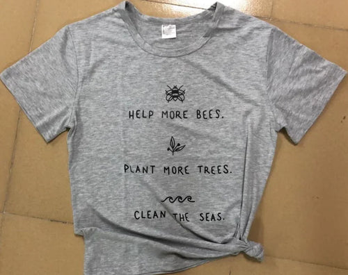 Load image into Gallery viewer, Help More Bees Plant Trees Graphic Tee Shirt
