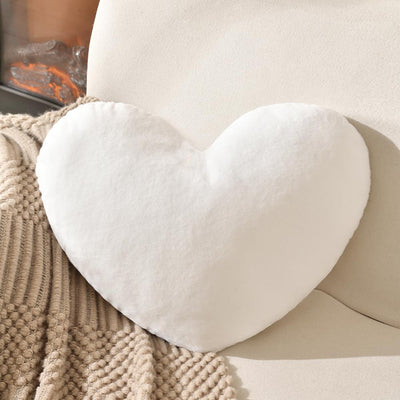 XIAIJIA Coussin Cœur Oreiller en Forme de Cœur Blanc Doux en Fourrure de Lapin Petit Oreiller Décoratif pour Lit Coussin Cœur pour Canapé Cadeau Fille Femme