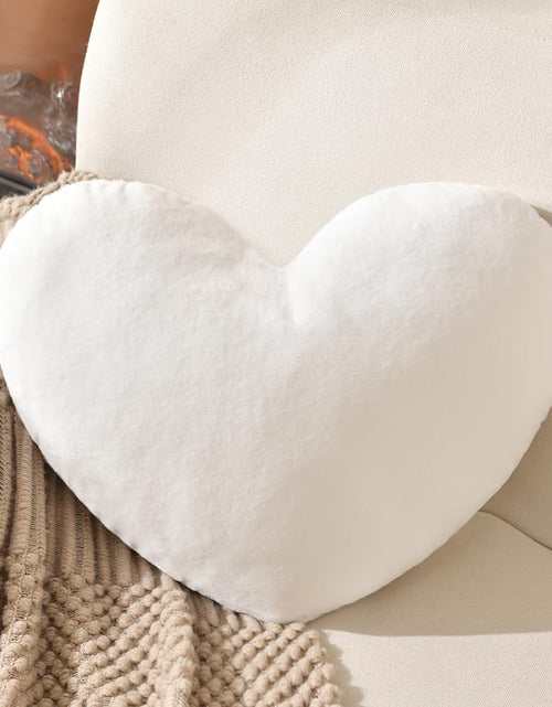 Load image into Gallery viewer, XIAIJIA Heart Pillow White Heart Shaped Pillow Soft Rabbit Fur Small Decorative Pillow for Bed Heart Cushion for Couch Girls Women Day Gift
