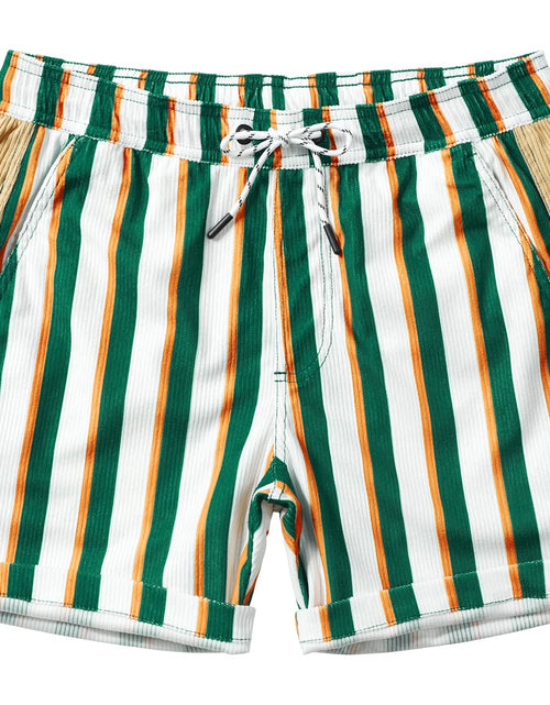 Cargar imagen en el visor de la galería, JOTOOK Mens Casual Drawstring Corduroy Shorts Elastic Waist Summer Shorts with Pocket Tropical Shorts X-Large White Green
