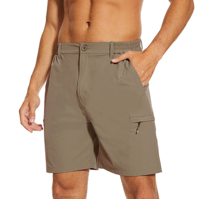 NATUVENIX Hiking Shorts Men Quick-Dry Fishing Shorts for Men Lightweight Stretch Work Shorts Causal Travel Dark Khaki