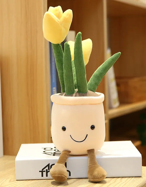 Load image into Gallery viewer, Smiling Tulip Plush Plant Decor
