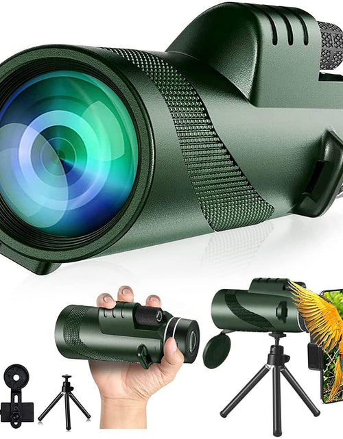 Cargar imagen en el visor de la galería, Monocular-Telescope 80x100 High Powered Monocular for Adults Monocular for Smartphone Adapter Monocular Telescope Hunting Wildlife Bird Watching Travel Camping Hiking-Green

