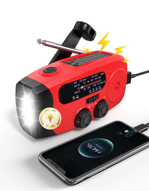 Cargar imagen en el visor de la galería, Emergency Hand Crank Radio Emgykit - 2000mAh/7400mWh AM/FM/NOAA Solar Hand Crank Emergency Radio with 3 LED Flashlights SOS Function for Emergencies Snowstorms
