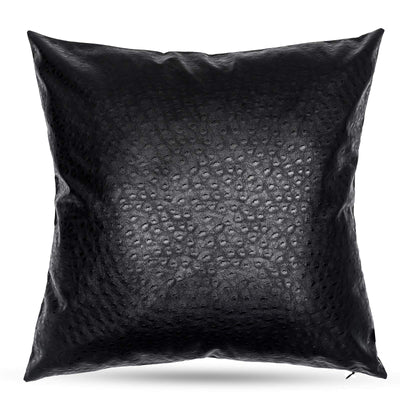HDDahua Fundas de almohada de piel sintética de avestruz negra, fundas de cojín lumbar de piel sintética modernas para sofá, cama, sofá, 50 x 50 cm