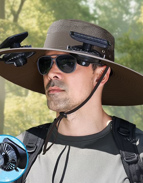 Cargar imagen en el visor de la galería, Gorra con ventilador solar UPF50+, gorra con ventilador solar y carga USB - Gorra solar refrescante, sombrero de pescador, pesca al aire libre, ocio al aire libre, camping, senderismo, trabajo al aire libre, ocio al aire libre

